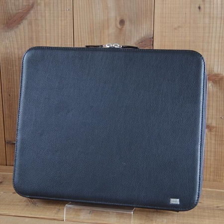 極美品★ダンヒル/dunhill【ノートPC収納可★ドキュメントケース/PＣケース】レザー/シボ革/黒/メンズ/ビジネス/バッグ/鞄★N5726
