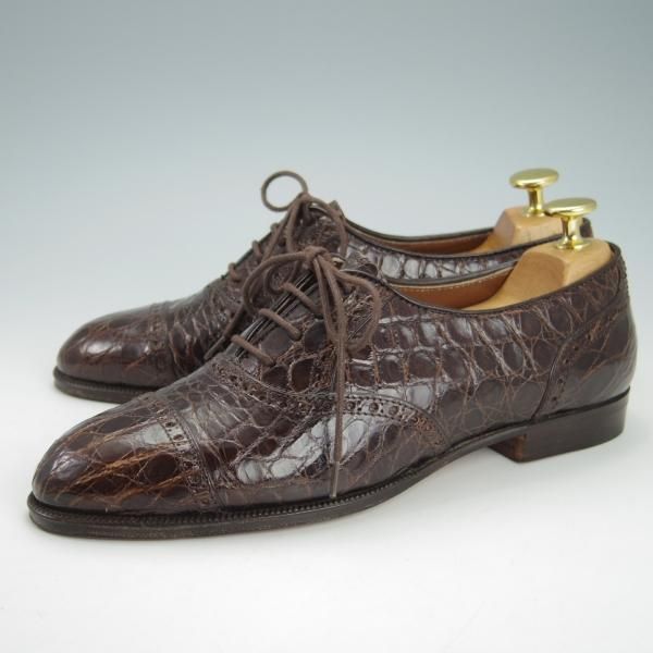 未使用★(伊)DUCAL/デュカル(レディース) SIZE 37【貴重★カイマン(ワニ革)/GENUINE CAIMAN】クォーターブローグ/濃茶★h013