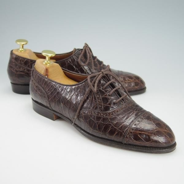 未使用★(伊)DUCAL/デュカル(レディース) SIZE 37【貴重★カイマン(ワニ革)/GENUINE CAIMAN】クォーターブローグ/濃茶★h013