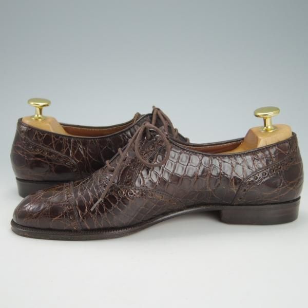 未使用★(伊)DUCAL/デュカル(レディース) SIZE 37【貴重★カイマン(ワニ革)/GENUINE CAIMAN】クォーターブローグ/濃茶★h013