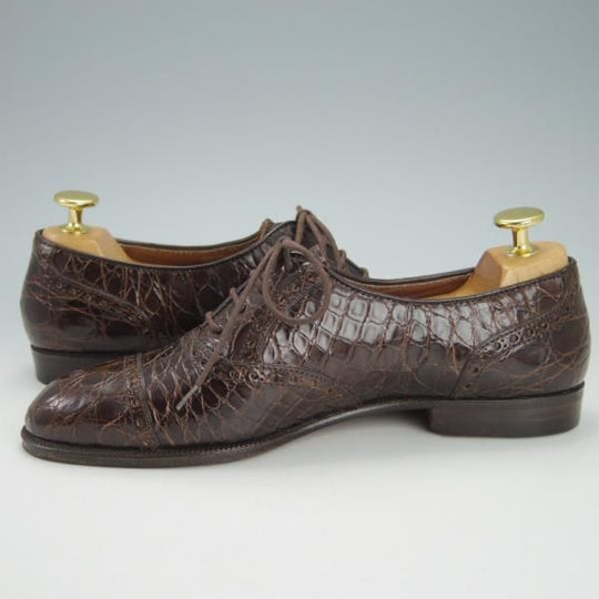 未使用★(伊)DUCAL/デュカル(レディース) SIZE 37【貴重★カイマン(ワニ革)/GENUINE CAIMAN】クォーターブローグ/濃茶★h013