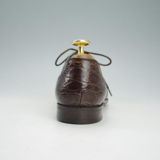 未使用★(伊)DUCAL/デュカル(レディース) SIZE 37【貴重★カイマン(ワニ革)/GENUINE CAIMAN】クォーターブローグ/濃茶★h013
