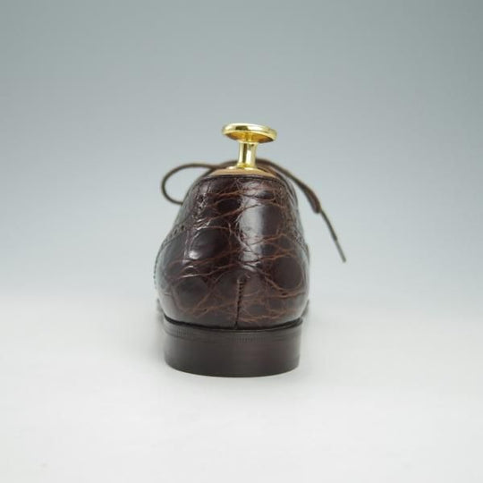 未使用★(伊)DUCAL/デュカル(レディース) SIZE 37【貴重★カイマン(ワニ革)/GENUINE CAIMAN】クォーターブローグ/濃茶★h013
