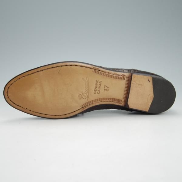 未使用★(伊)DUCAL/デュカル(レディース) SIZE 37【貴重★カイマン(ワニ革)/GENUINE CAIMAN】クォーターブローグ/濃茶★h013