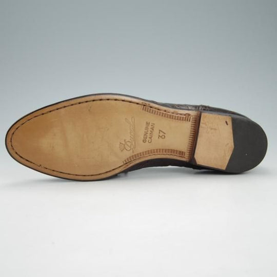 未使用★(伊)DUCAL/デュカル(レディース) SIZE 37【貴重★カイマン(ワニ革)/GENUINE CAIMAN】クォーターブローグ/濃茶★h013