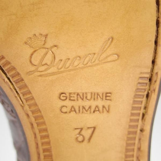 未使用★(伊)DUCAL/デュカル(レディース) SIZE 37【貴重★カイマン(ワニ革)/GENUINE CAIMAN】クォーターブローグ/濃茶★h013
