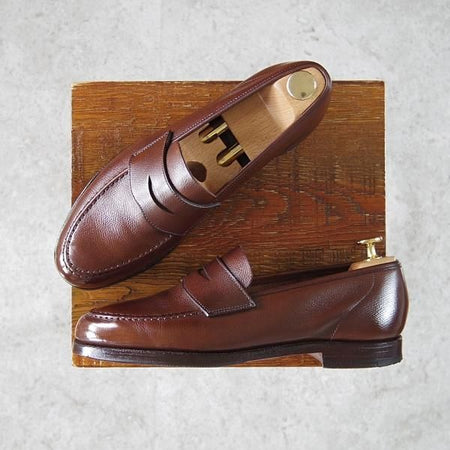 美品★クロケット&ジョーンズ 6E【定価￥86,900-★HARVARD 2/ハーバード2】コインローファー/376ラスト/濃茶/Crockett&Jones★h014