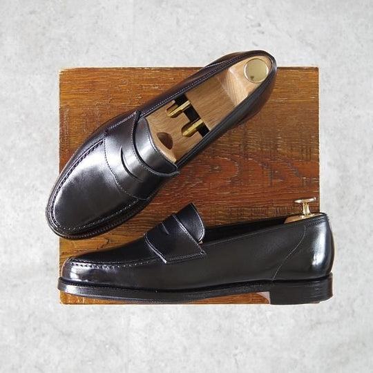 美品★クロケット&ジョーンズ 6E【定価￥86,900-★HARVARD 2/ハーバード2】コインローファー/376ラスト/黒/Crockett&Jones★h015