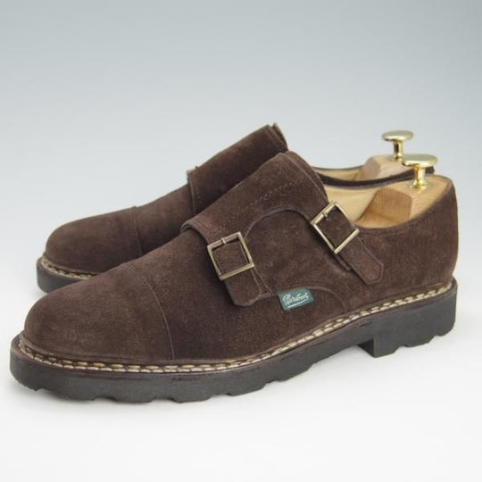 美品★パラブーツ SIZE 6.5【定価￥74,800-★ウィリアム/WILLIAM】マルシェソール/ダブルモンク/スエード/濃茶/メンズ/Paraboot★h023