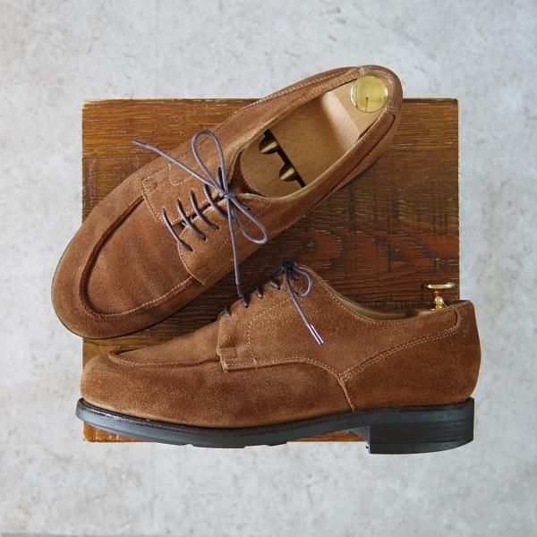 ★パラブーツ SIZE 6.5【モデル定価￥77,000-★ドレス仕様シャンボード/CHAMBORD】スエード/茶/Uチップ/メンズ/Paraboot★h026