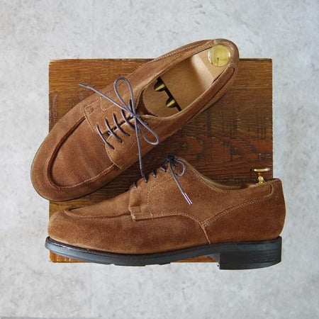 ★パラブーツ SIZE 6.5【モデル定価￥77,000-★ドレス仕様シャンボード/CHAMBORD】スエード/茶/Uチップ/メンズ/Paraboot★h026