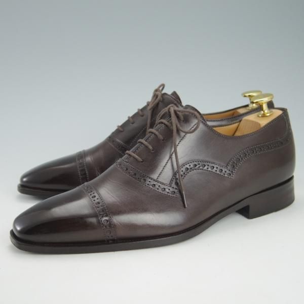 美品★(伊)フランチェスコ・ベニーニョ SIZE 5.5【定価￥57,200-★クォーターブローグ/3463】カーフ/濃茶/Francesco Benigno★h027