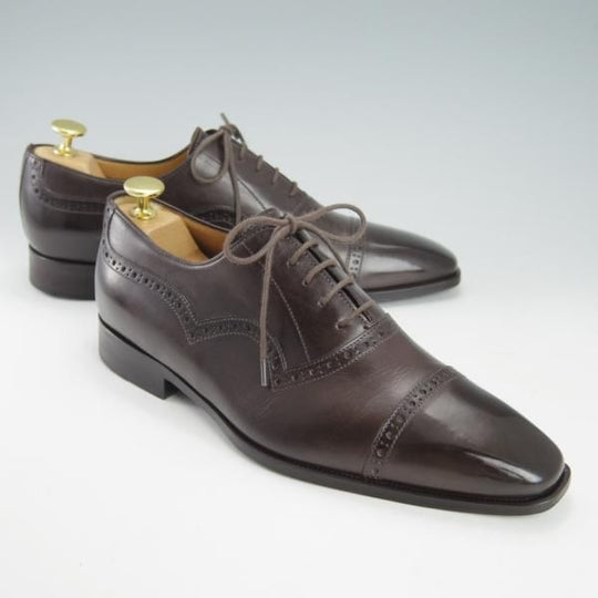 美品★(伊)フランチェスコ・ベニーニョ SIZE 5.5【定価￥57,200-★クォーターブローグ/3463】カーフ/濃茶/Francesco Benigno★h027