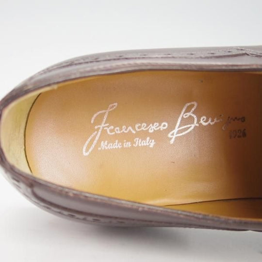 美品★(伊)フランチェスコ・ベニーニョ SIZE 5.5【定価￥57,200-★クォーターブローグ/3463】カーフ/濃茶/Francesco Benigno★h027