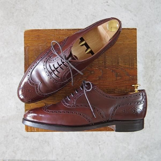 極上★クロケット&ジョーンズ 6.5E【貴重80's★シェットランドフォックス別注/Shetland Fox】フルブローグ/赤茶/Crockett&Jones★h029