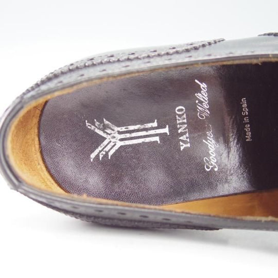 極上★(スペイン製)YANKO/ヤンコ SIZE 6【グッドイヤーウェルテッド製法★フルブローグ/14707】カーフ/黒/メンズ★h032