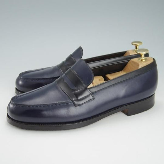 極上★J.M.ウェストン 7C【現行定価￥121,000-★コンビ仕様/180/コインローファー】41ラスト/カーフ/紺×黒/Weston/ウエストン★h044