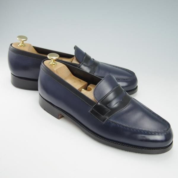 極上★J.M.ウェストン 7C【現行定価￥121,000-★コンビ仕様/180/コインローファー】41ラスト/カーフ/紺×黒/Weston/ウエストン★h044
