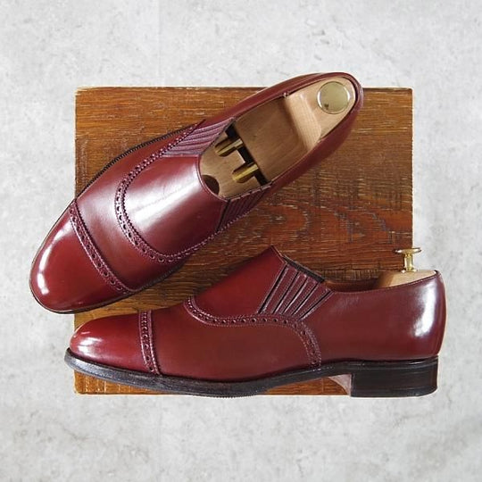 極上★クロケット&ジョーンズ 8E【★(英)ポールセンスコーン別注/Poulsen Skone】サイドエラスティック/カーフ/赤茶/Crockett&Jones★h046