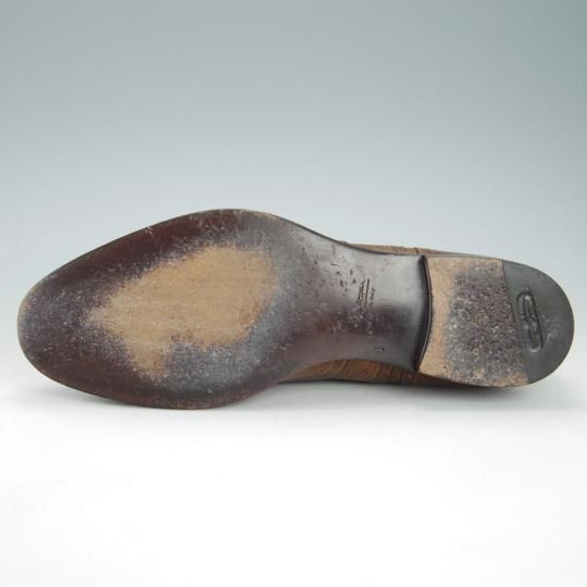 極美品★(伊)サントーニ SIZE 8【ブラックラピド製法★フルブローグ/シボ革】茶/メンズ/Santoni★h047