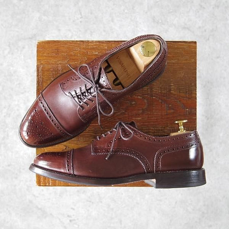 極美品★(米)アレンエドモンズ 6.5C【現行定価7.5万円程度★Sanford/サンフォード】セミブローグ/カーフ/濃茶/ALLEN EDMONDS★h062