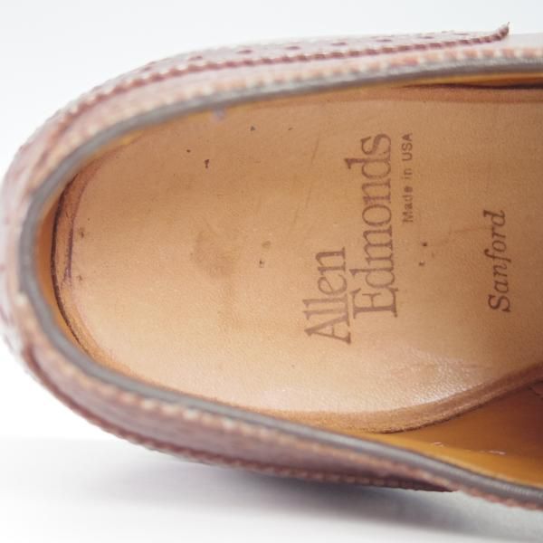 極美品★(米)アレンエドモンズ 6.5C【現行定価7.5万円程度★Sanford/サンフォード】セミブローグ/カーフ/濃茶/ALLEN EDMONDS★h062