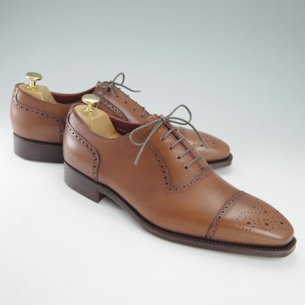 未使用★Perfetto/ペルフェット SIZE 8.5【定価￥49,350-★グッドイヤーウェルテッド製法/PF-2036HK】セミブローグ/カーフ/茶★h063