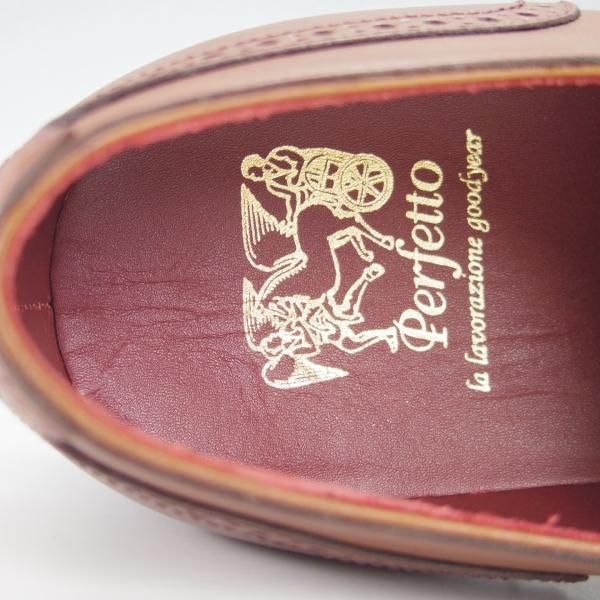 未使用★Perfetto/ペルフェット SIZE 8.5【定価￥49,350-★グッドイヤーウェルテッド製法/PF-2036HK】セミブローグ/カーフ/茶★h063