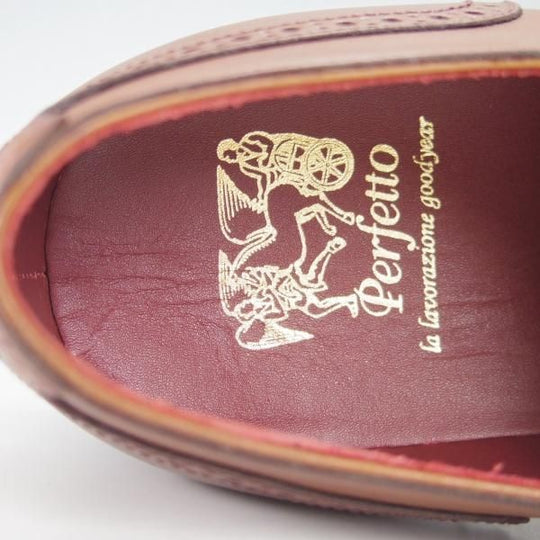 未使用★Perfetto/ペルフェット SIZE 8.5【定価￥49,350-★グッドイヤーウェルテッド製法/PF-2036HK】セミブローグ/カーフ/茶★h063