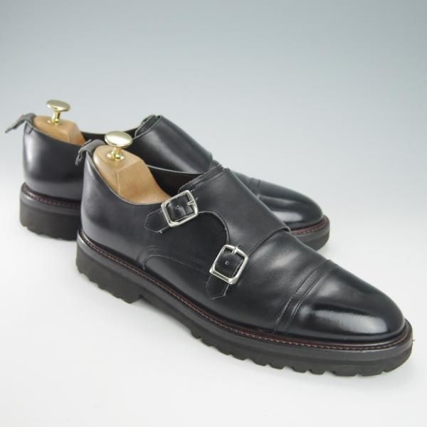 極上★WH/ダブルエイチ SIZE 7【貴重★(仏)OLD ENGLAND別注/ダブルモンク】カーフ/黒/メンズ/オールドイングランド★h064
