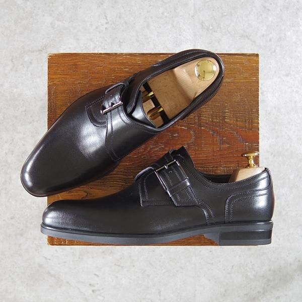 新品★(伊)ア・テストーニ SIZE 5.5【★モンクストラップ/黒】カーフ/メンズ/a.testoni★h065
