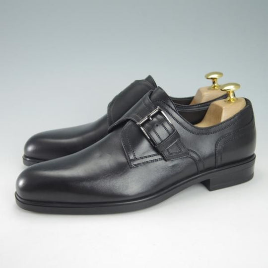 新品★(伊)ア・テストーニ SIZE 5.5【★モンクストラップ/黒】カーフ/メンズ/a.testoni★h065