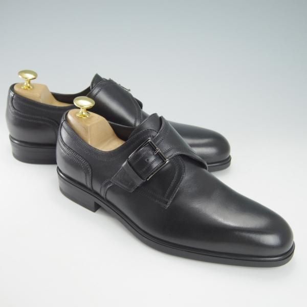 新品★(伊)ア・テストーニ SIZE 5.5【★モンクストラップ/黒】カーフ/メンズ/a.testoni★h065