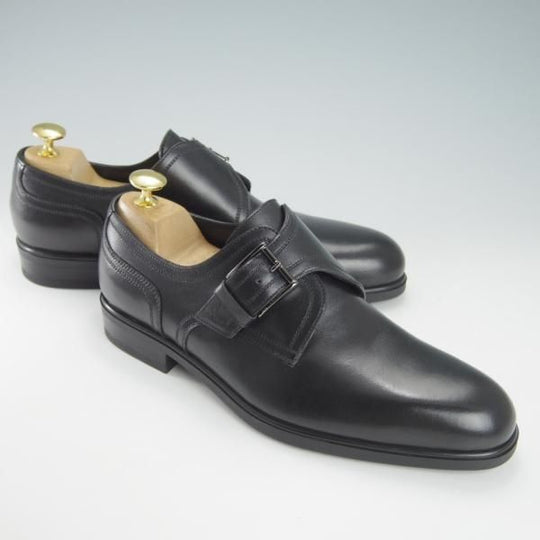 新品★(伊)ア・テストーニ SIZE 5.5【★モンクストラップ/黒】カーフ/メンズ/a.testoni★h065