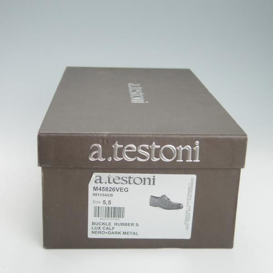 新品★(伊)ア・テストーニ SIZE 5.5【★モンクストラップ/黒】カーフ/メンズ/a.testoni★h065