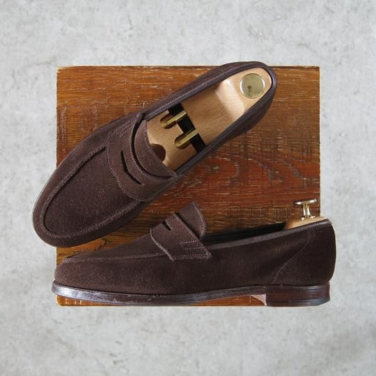 極上★クロケット&ジョーンズ 6E【★コインローファー/スエード】濃茶/メンズ/Crockett&Jones★h070