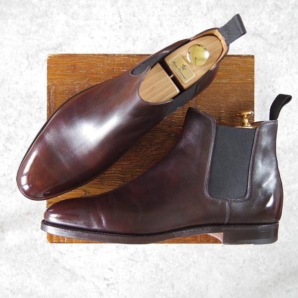 極上★ジョンロブ 7.5E【定価￥308,000-★ミュージアムカーフ/8695ラスト】LAWRY/サイドゴアブーツ/濃茶/メンズ/JOHN LOBB★h083