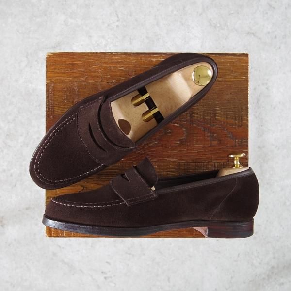 美品★クロケット&ジョーンズ 5.5D【★コインローファー/HARVARD】ハーバード/314ラスト/スエード/濃茶/メンズ/Crockett&Jones★h085