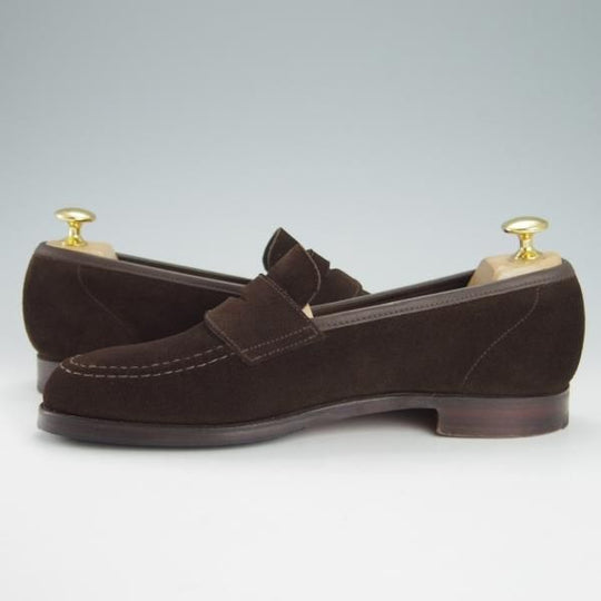 美品★クロケット&ジョーンズ 5.5D【★コインローファー/HARVARD】ハーバード/314ラスト/スエード/濃茶/メンズ/Crockett&Jones★h085