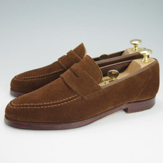 極上★クロケット&ジョーンズ UK6程度【★ビームスF別注/コインローファー】スエード/濃茶/メンズ/BEAMS F/Crockett&Jones★h087