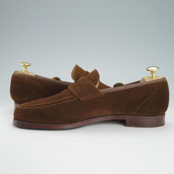 極上★クロケット&ジョーンズ UK6程度【★ビームスF別注/コインローファー】スエード/濃茶/メンズ/BEAMS F/Crockett&Jones★h087