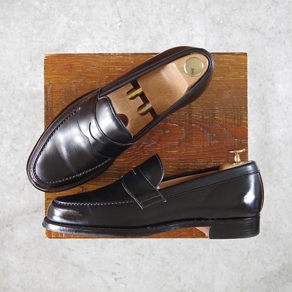 美品★(英)チーニー 6F【定価￥78,100-★HUDSON/ハドソン】5203ラスト/コインローファー/カーフ/黒/メンズ/CHEANEY★h097