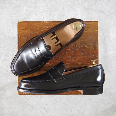 美品★(英)チーニー 6F【定価￥78,100-★HUDSON/ハドソン】5203ラスト/コインローファー/カーフ/黒/メンズ/CHEANEY★h097