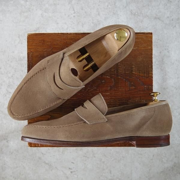 極美品★クロケット&ジョーンズ 9.5E【定価￥74,800-★ビームスF別注/CAMDEN】366ラスト/コインローファー/スエード/Crockett&Jones★h100