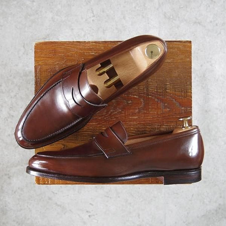 ほぼ未使用★クロケット&ジョーンズ 6E【定価￥104,500-★ハンドグレード/CRAWFORD】363ラスト/ローファー/濃茶/Crockett&Jones★h106