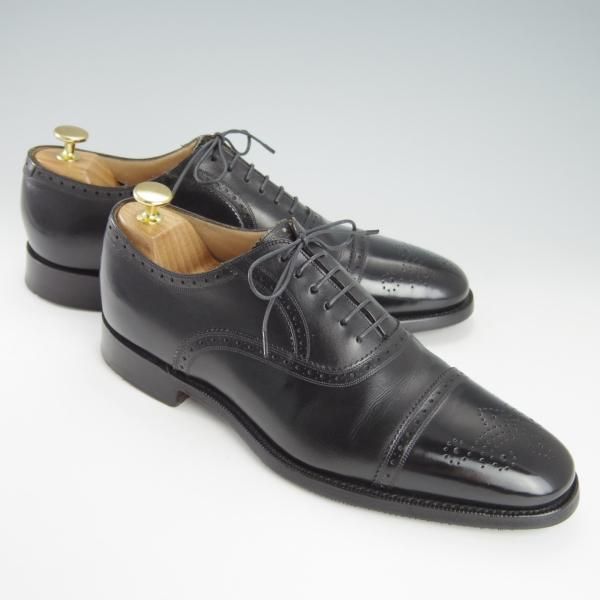 極上★チャーチ 80F/UK8【最上級★ロイヤルコレクション/002ラスト】EDWARD/4都市ロゴ/セミブローグ/カーフ/黒/メンズ/Church's★h116