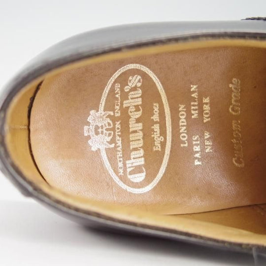 極上★チャーチ 80F/UK8【最上級★ロイヤルコレクション/002ラスト】EDWARD/4都市ロゴ/セミブローグ/カーフ/黒/メンズ/Church's★h116