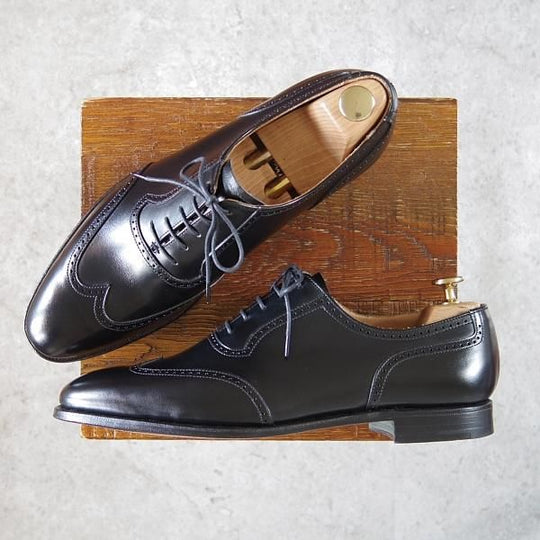 ほぼ試着程度★クロケット&ジョーンズ 8E【★(英)ポールスミス別注/Paul Smith】ブラインドブローグ/カーフ/黒/Crockett&Jones★h118