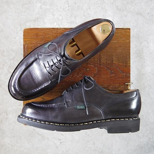 極美品★パラブーツ SIZE 8【定価￥71,500-★シャンボード/CHAMBORD】TEXソール/リスレザー/Uチップ/NUIT/紺/メンズ/Paraboot★h120