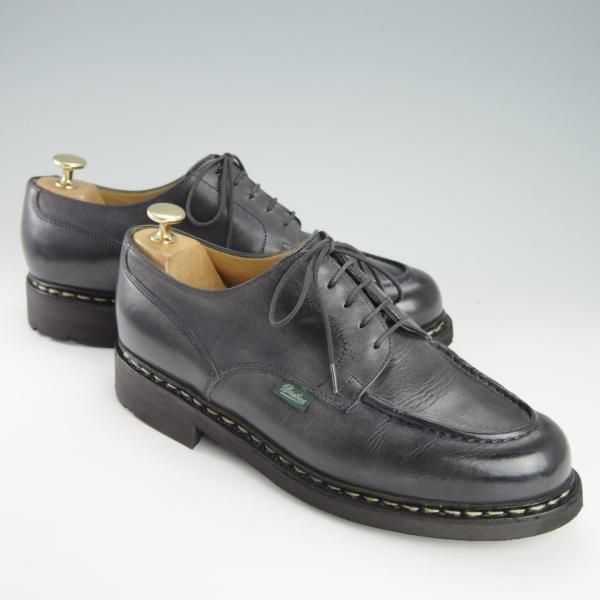 極美品★パラブーツ SIZE 8【定価￥71,500-★シャンボード/CHAMBORD】TEXソール/リスレザー/Uチップ/NUIT/紺/メンズ/Paraboot★h120